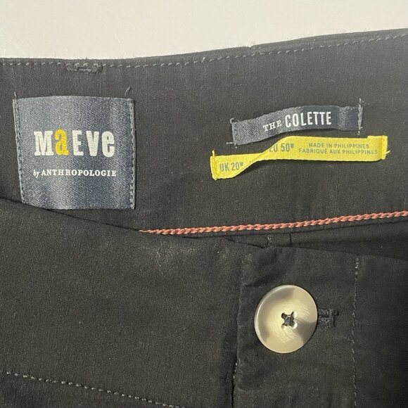 Anthropologie Maeve Colette Cropped Pants 16W Wide Leg Patch Pocket Black - Picture 7 of 9